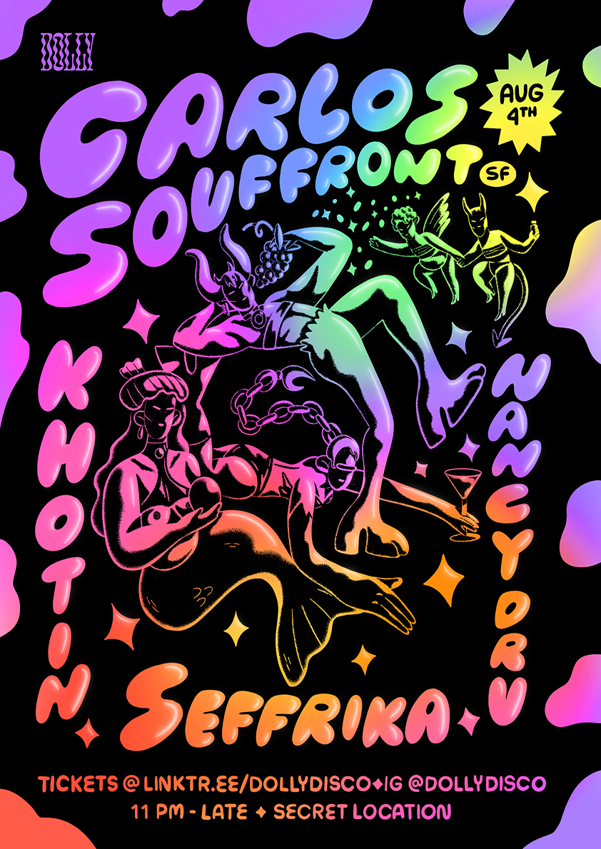 Pride Friday flyer featuring Carlos Souffront, Khotin, Seffrika and Nancy Dru